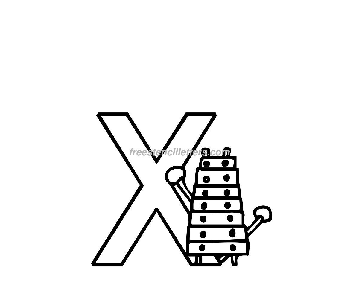 Print Baby X Letter Stencil