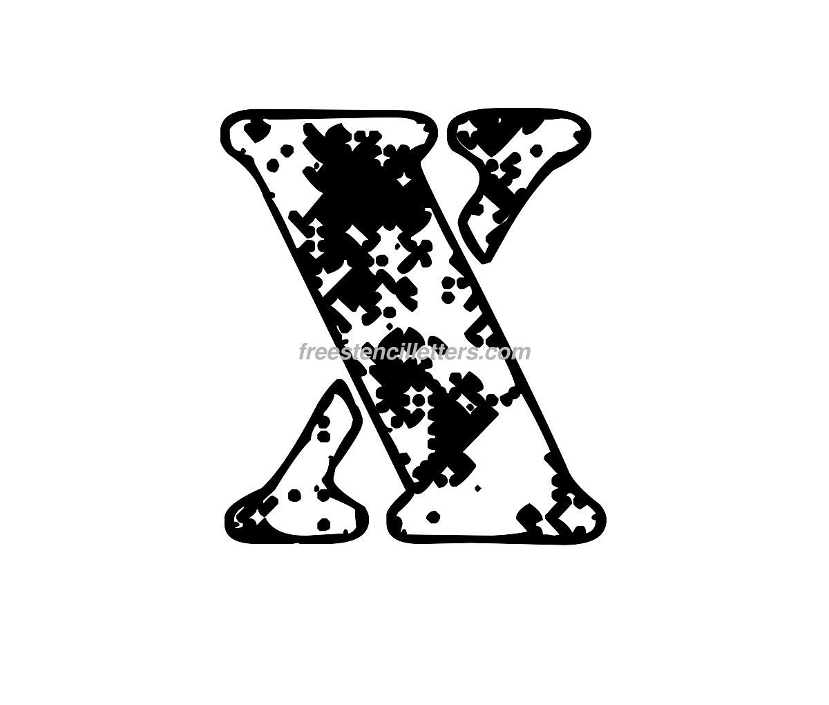 Print X Letter Stencil
