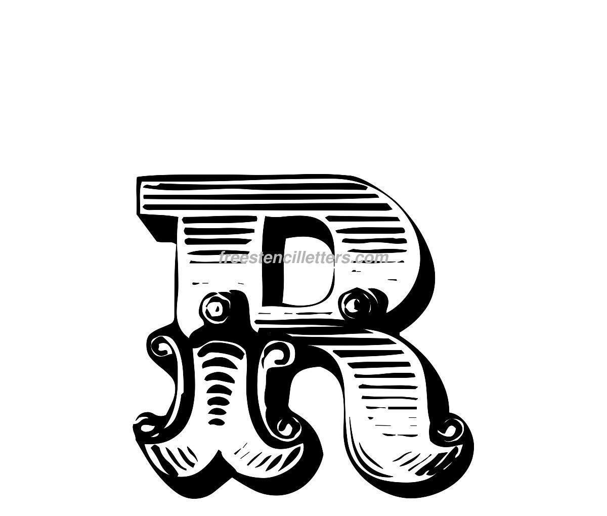 Print R Letter Stencil